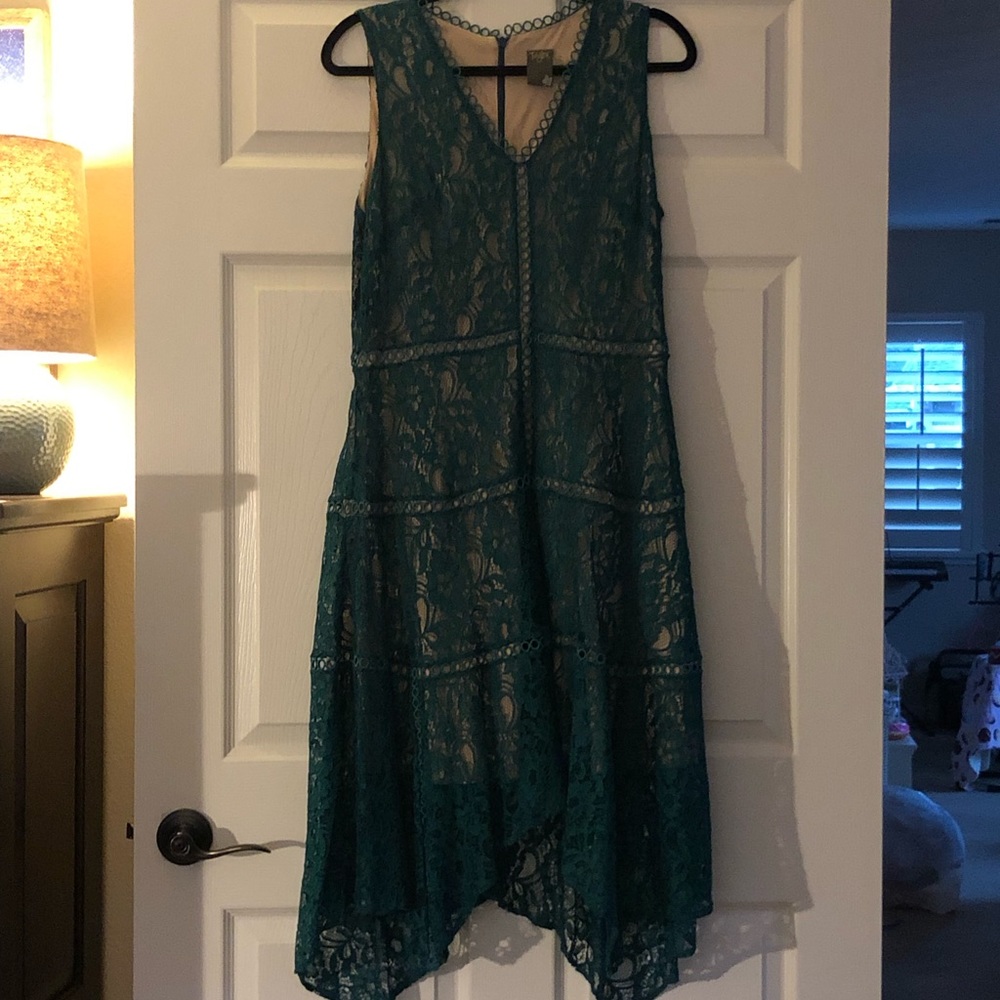 Emerald green lace dress